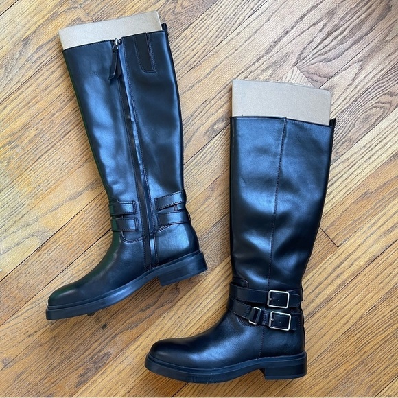 NEW Sam Edelman Freda Black Leather Knee High Boots Size 6.5 NWT - Picture 1 of 3